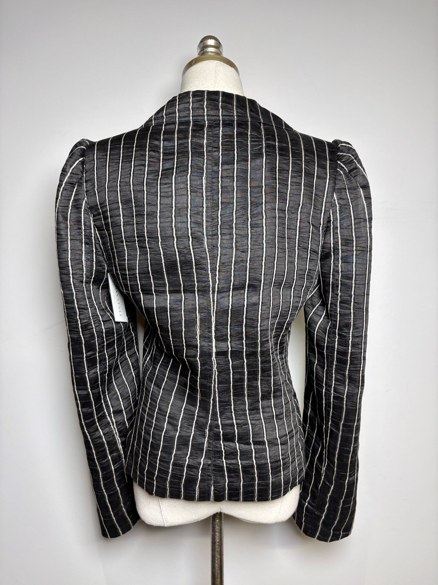 Women Size 8 Armani Collection Black, Beige Stripe Lino Women's Pre-owned Blazer