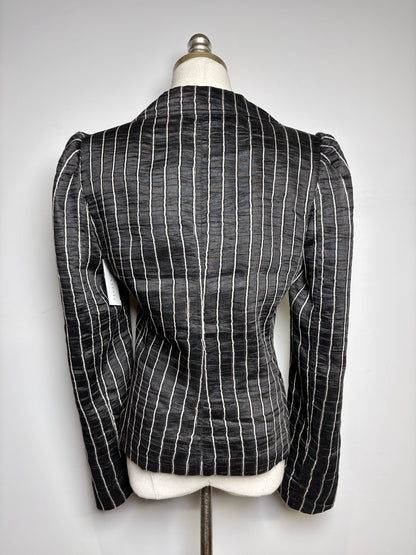 Women Size 8 Armani Collection Black, Beige Stripe Lino Women's Pre-owned Blazer
