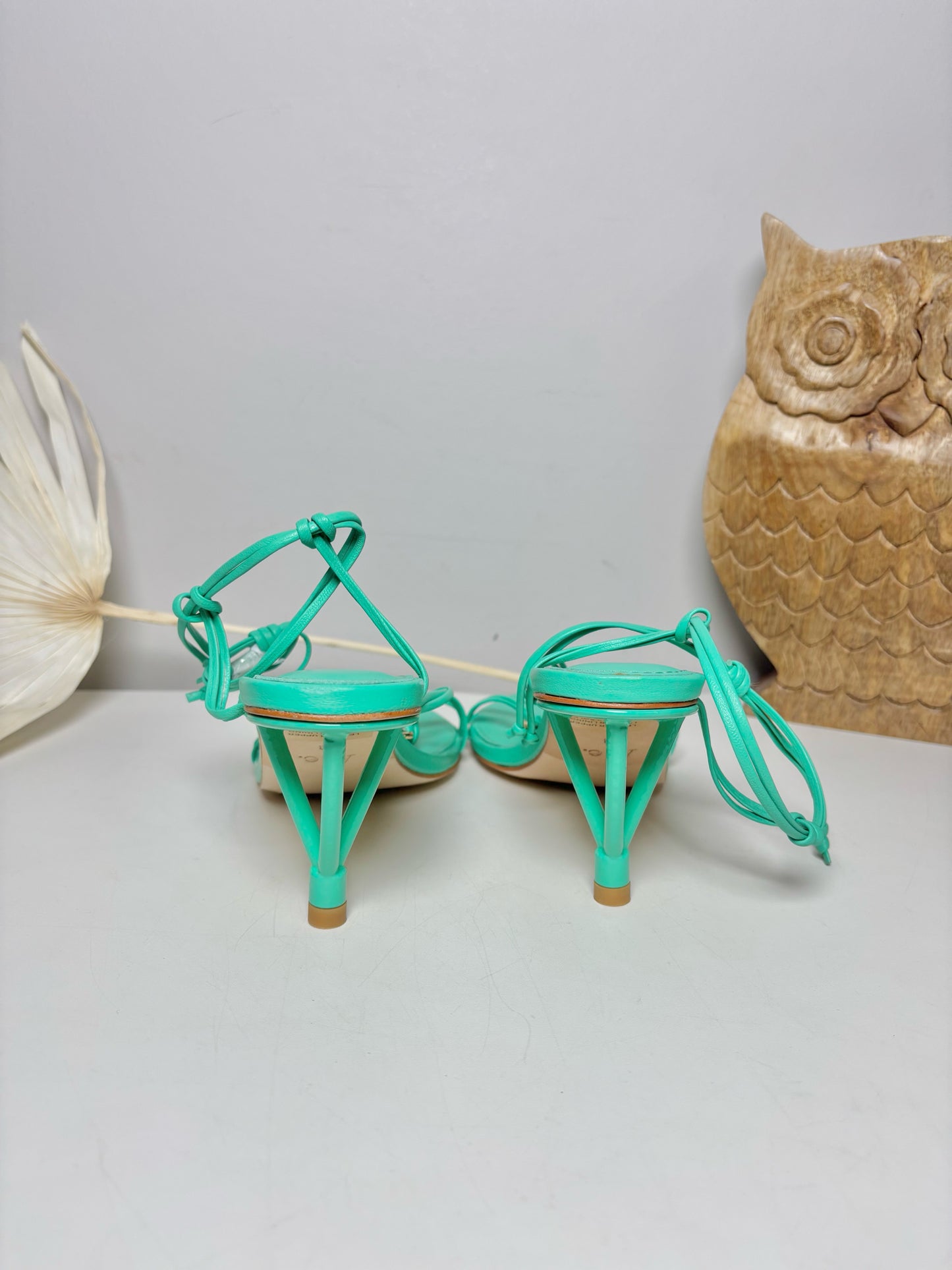 W Shoe Size 38 (8) Aje Teal Leather Cowhide NWT Heels