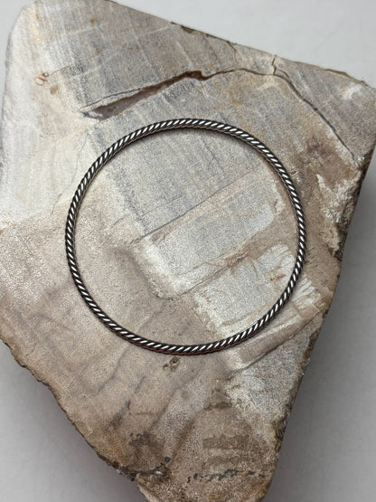 Women's David Yurman Twisted Cable 925 Sterling Silver Pre-Owned Slip-On Bangle Bracelet