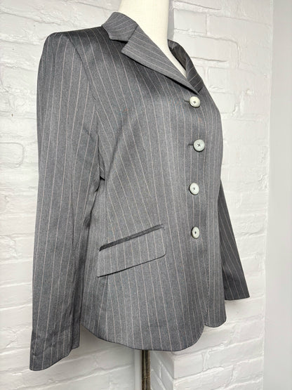 Women Size 46 (10, US) Gianluca Isaia Napoli Gray Pinstripe Wool Vintage Jacket