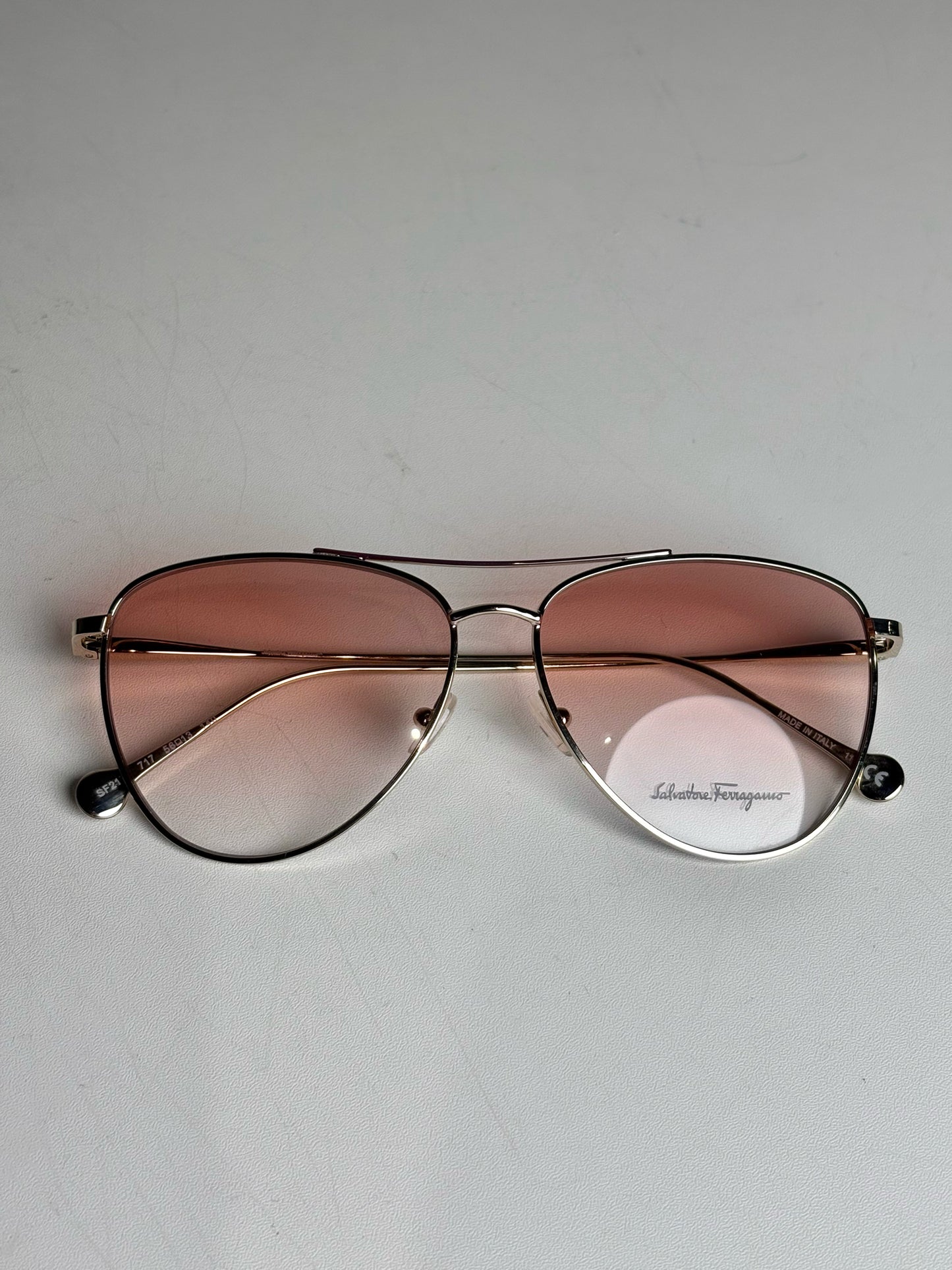 Salvatore Ferragamo Aviator Women's Pre-owned, NWOT Gold Tone Metal Sunglasses