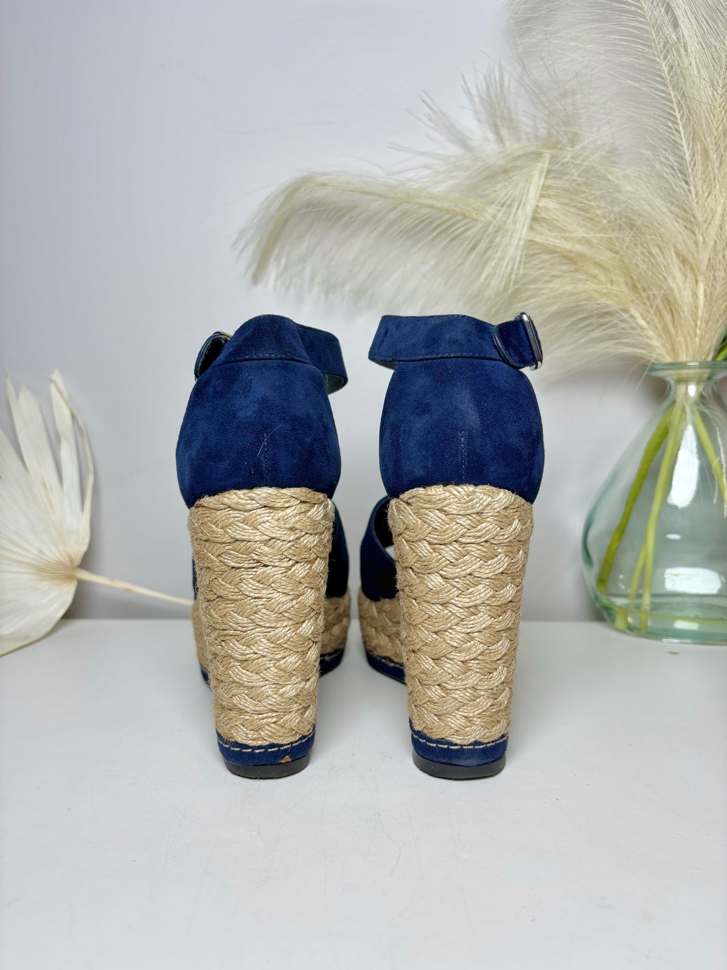 W Shoe Size 8 Stuart Weitzman Blue Suede Wedges