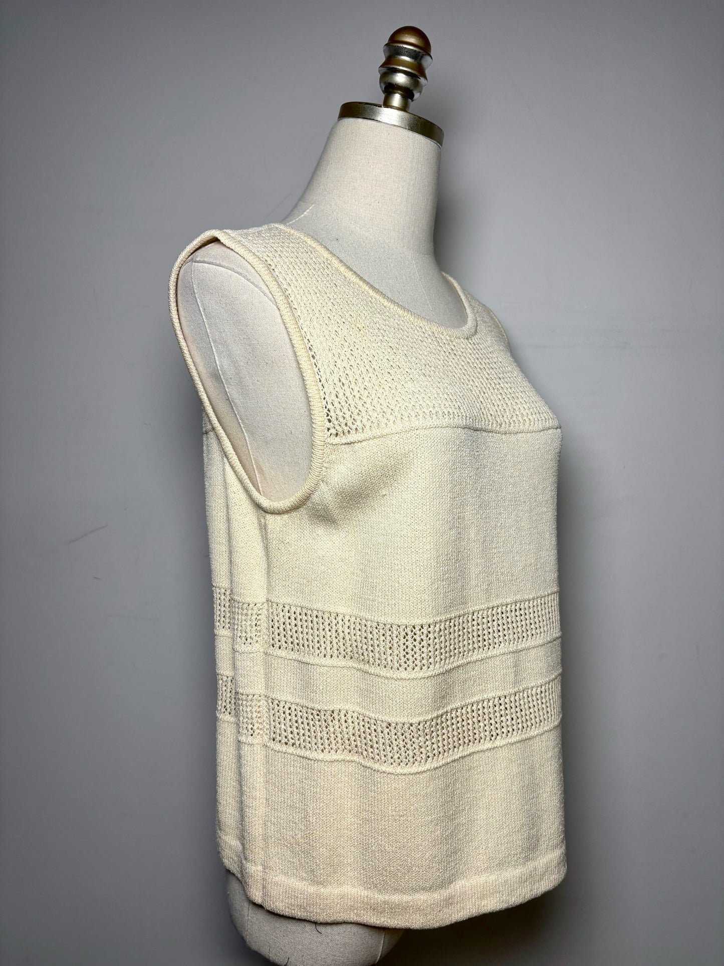 Women Size S St. John Cream Knit Women's Vintage Cotton Blend Pre-owned Top