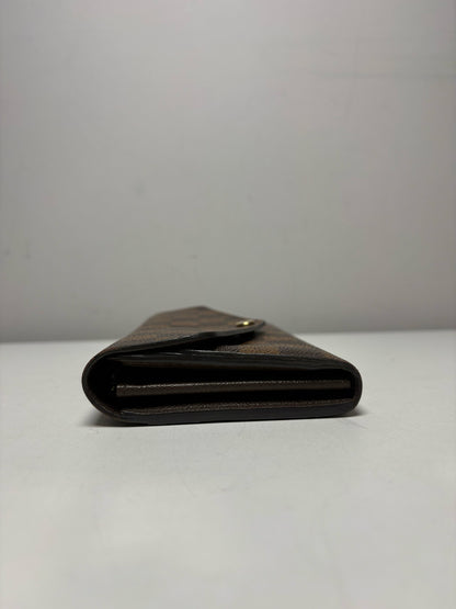 Women's Louis Vuitton Josephine Wallet Damier Ebene Brown Coated Canvas Pre-Owned Medium Wallet