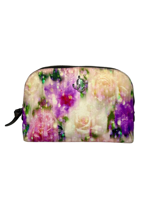 Cream, pink, purple, green floral print Jimmy Choo pouch