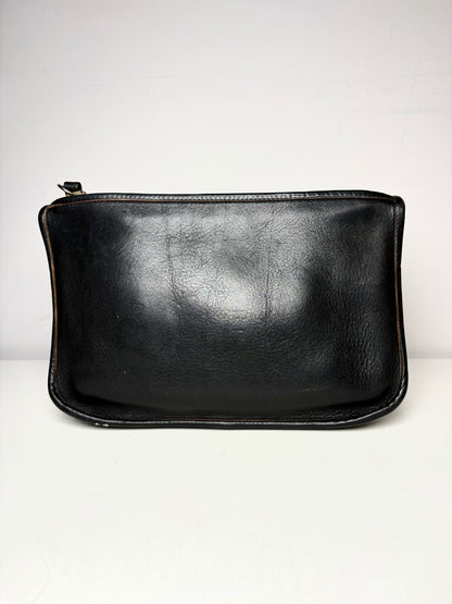 Women's NOL Leather Vintage Solid Pre-owned Black Wristlet
