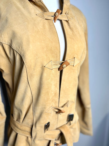 Women Size L Del Tipico Camel Suede Jacket