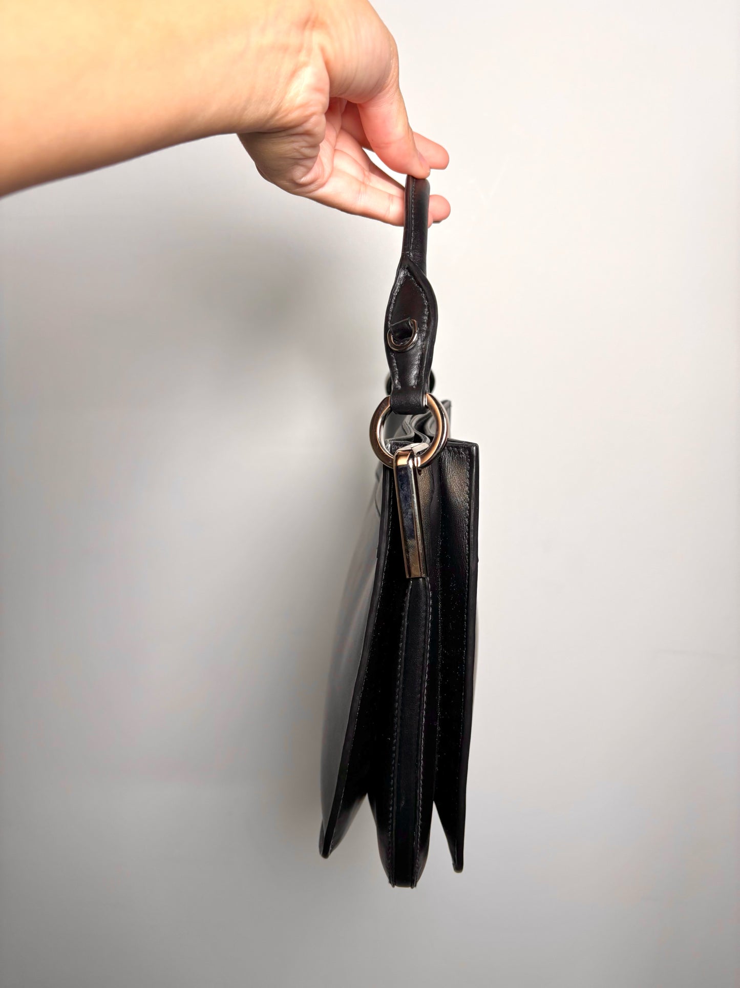 Prada Solid Leather Black City Calf Leather Margit Purse