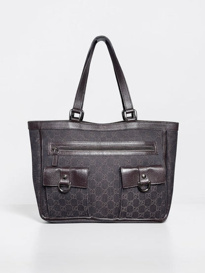 Women's Gucci GG Pocket Monogram Vintage Nylon, Leather Pre-owned Tote