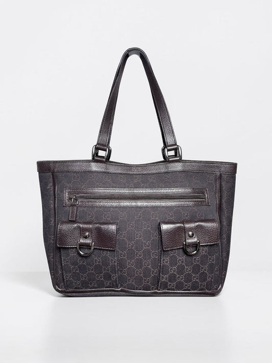 Women's Gucci GG Pocket Monogram Vintage Nylon, Leather Pre-owned Tote