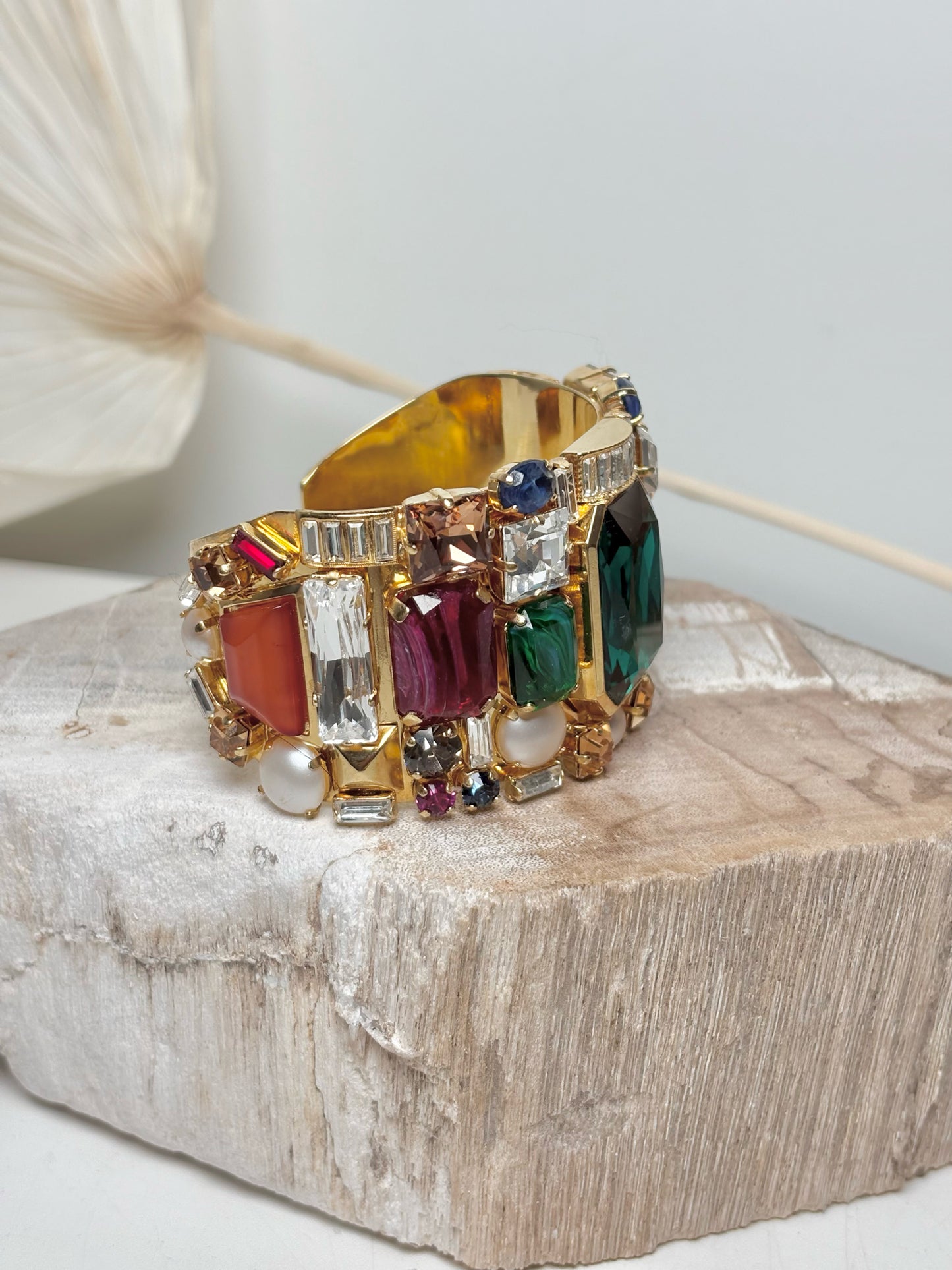 Gilden Metal Pucci Multi Jewelry Stones Cuff Bracelet