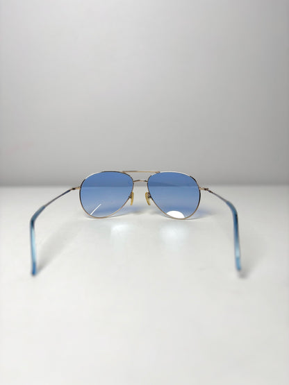 Gucci Silver Frame Aviator/Pilot Blue Lens Sunglasses