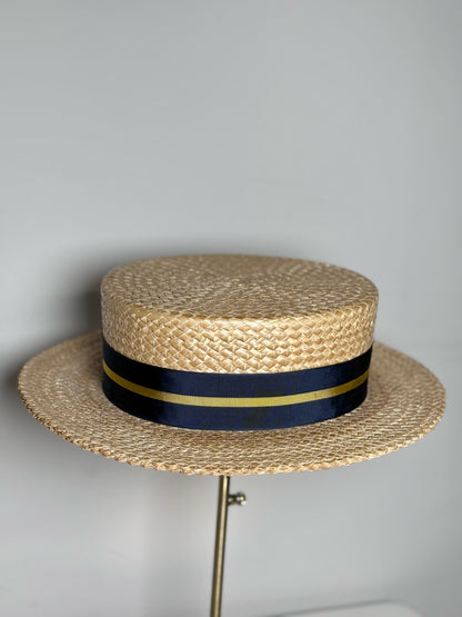 Wembly De Luxe Tan Straw Boater Vintage  Hat