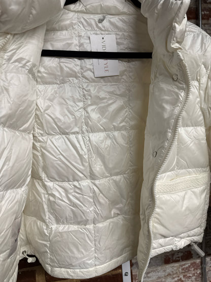 Women Size 4 (S) Moncler White Quilted Jacrieu Braided Shell Jacket