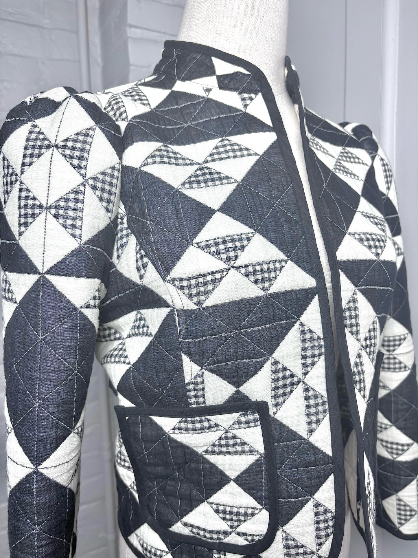 Women Size S Hunter Bell Black & White Quilted Cotton Blend Pre-owned Jacket