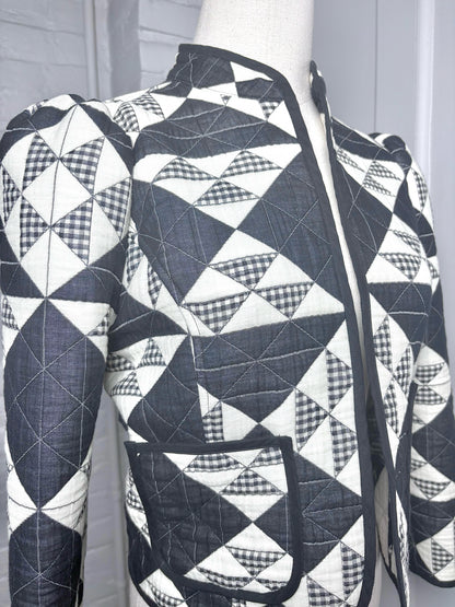 Women Size S Hunter Bell Black & White Quilted Cotton Blend Pre-owned Jacket