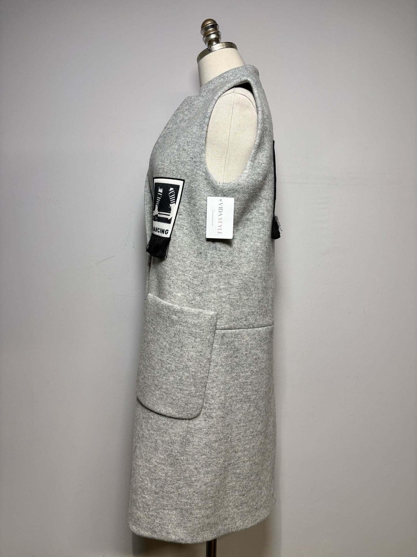 Women Size S Five Plus Music Gray Patches Women's Wool Blend Pre-owned Jacket