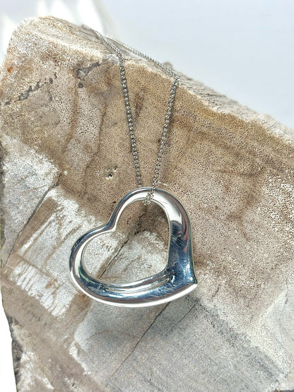 Tiffany & Co. Sterling Silver Pre-owned Open Heart Necklace