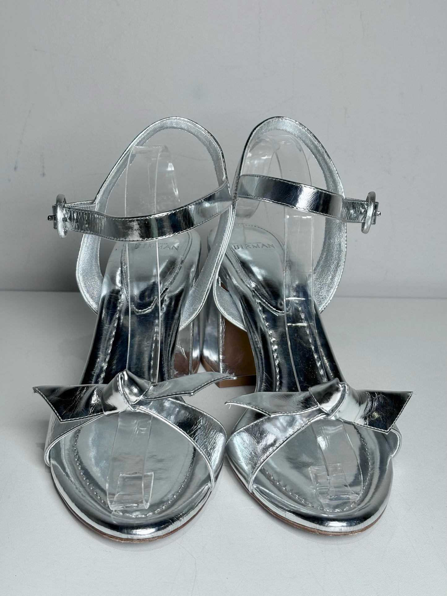 W Shoe Size 41 (10 - 10.5) Alexandre Birman Metallic Silver Leather Heels