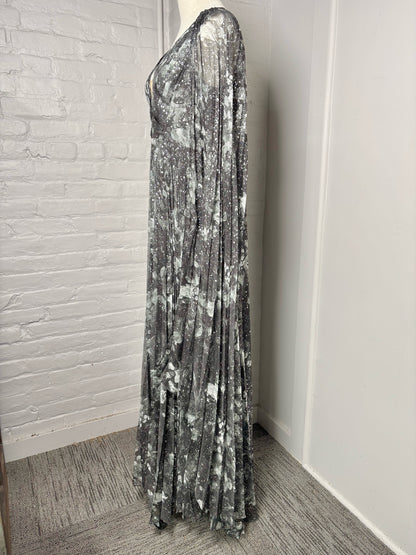 Women Size 6 Marchesa Notte Black, gray, cream Abstract Print Gown