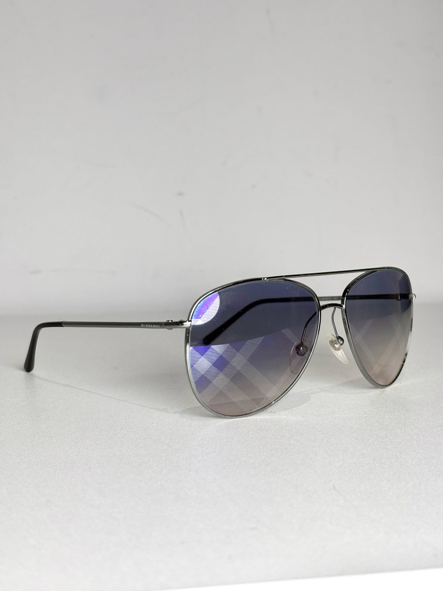 Men's Burberry Spark Mirrored Aviator Sunglasses Silver Sunglasses