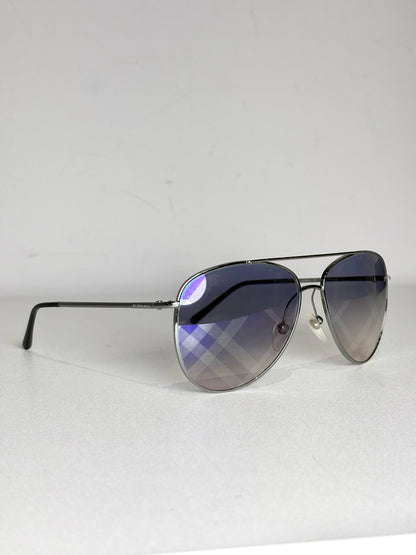 Men's Burberry Spark Mirrored Aviator Sunglasses Silver Sunglasses
