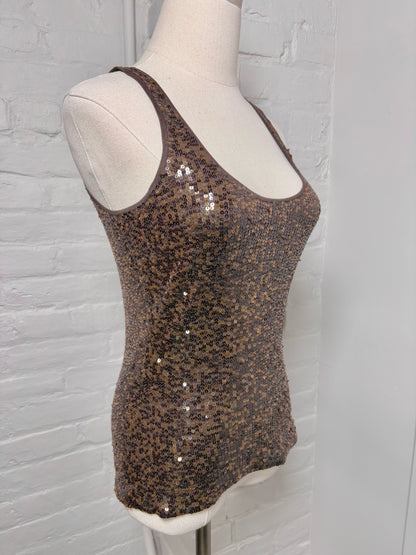 Women Size S Ralph Lauren Black Label Brown Sequins Top