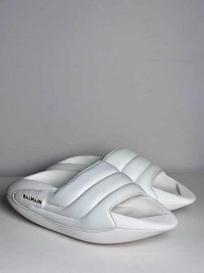 W Shoe Size 40 (10, US) Balmain White Leather, Rubber Lambskin Pre-owned Sandals