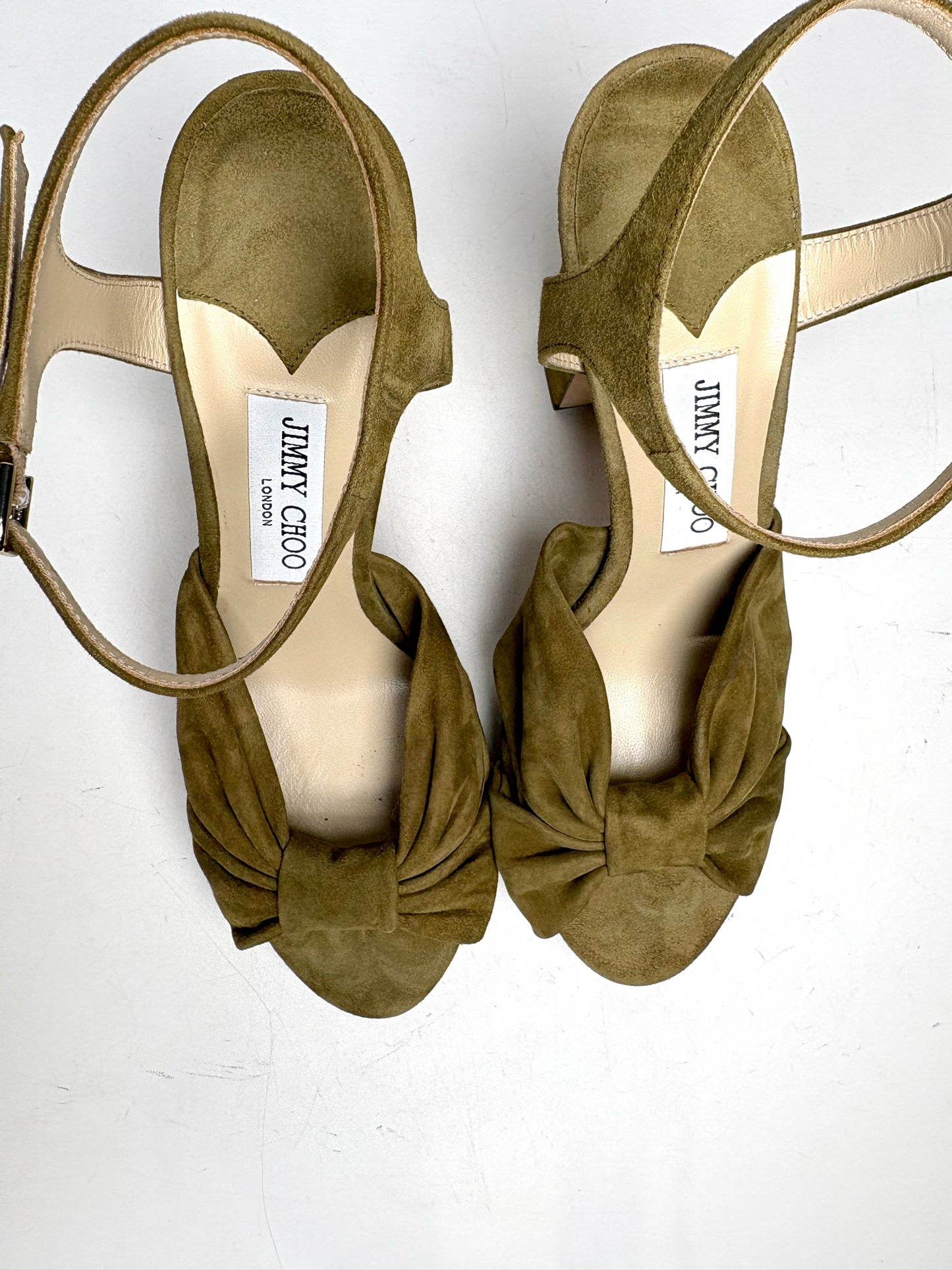 W Shoe Size 40 Jimmy Choo Heloise 120 Green Suede Platform Pre-owned NWT Heels