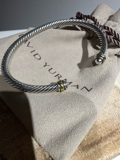David Yurman Cable Twist 4mm Sterling Silver/18k Yellow Gold Bracelet