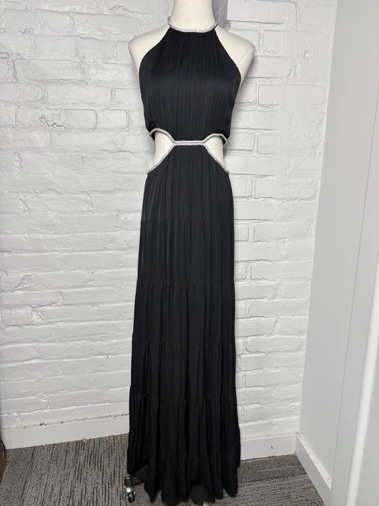 Women Size 4 Alice + Olivia Black Classic Halter Silhouette Maxi Dress