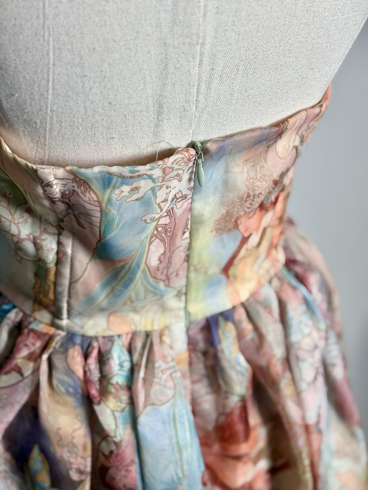 Women Size L Selkie Tan Fairies Print Strapless Pre-owned Dress