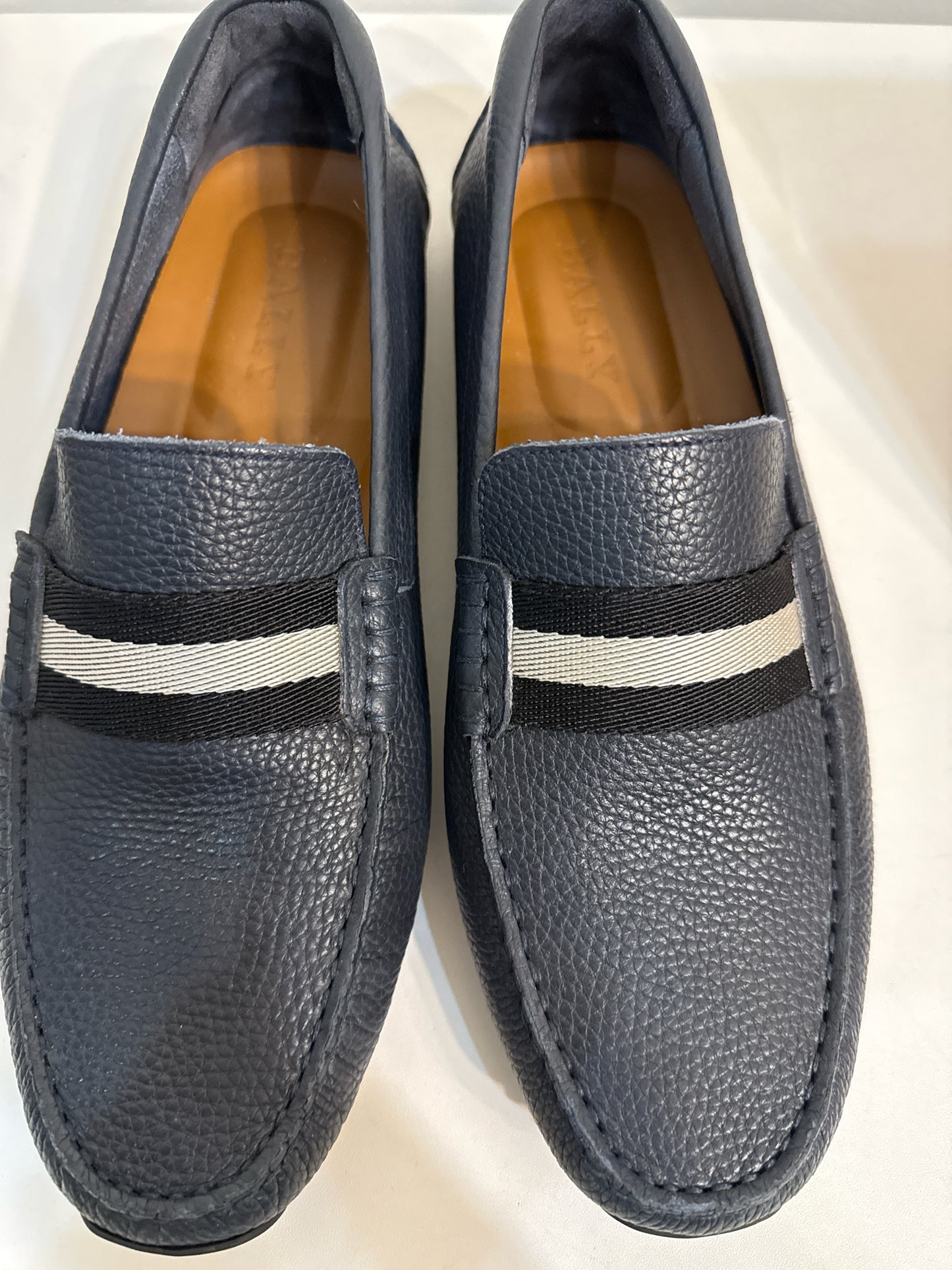 Bally Blue Leather Mens Shoe Size 9.5 Perthy Loafers