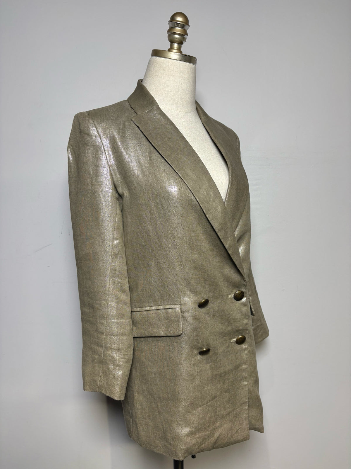 Size 2 Emerson Fry Metallic Gold Women's Pre-owned Blazer