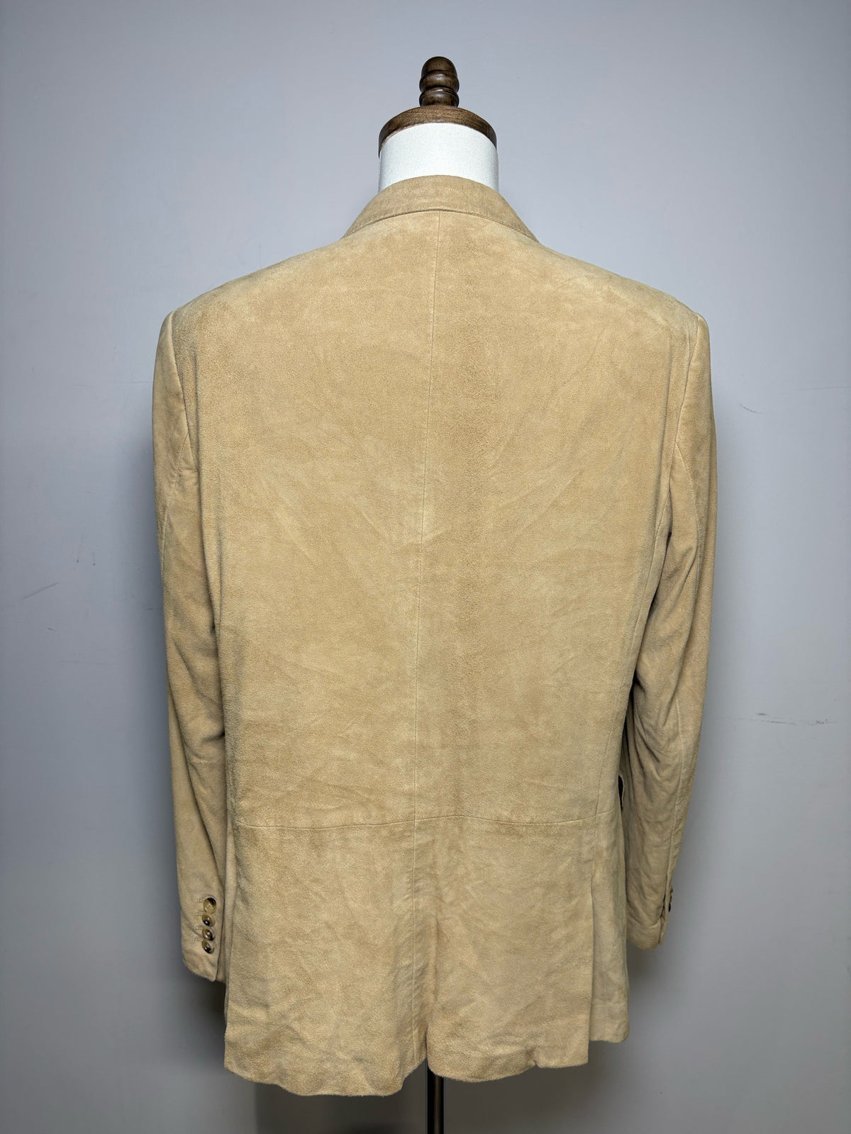 Men's Size 46R Ralph Lauren Black Label Tan Goat Suede Leather Vintage Pre-Owned Blazer