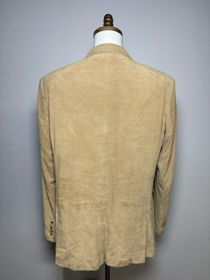 Men's Size 46R Ralph Lauren Black Label Tan Goat Suede Leather Vintage Pre-Owned Blazer