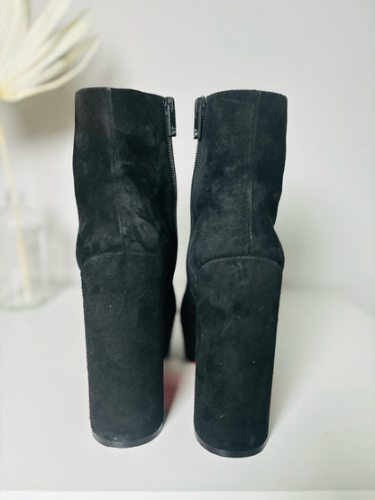 W Shoe Size 38.5 Christian Louboutin Black Platform Leather Suede Boots