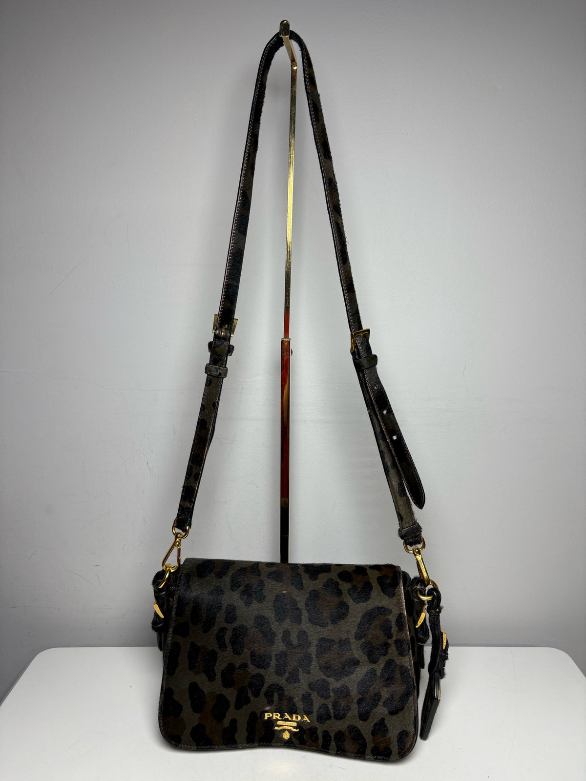 Women's Authentic Prada Cavallino Leopard Calf Hair Vintage Authentic Pre-Owned Crossbody Bag