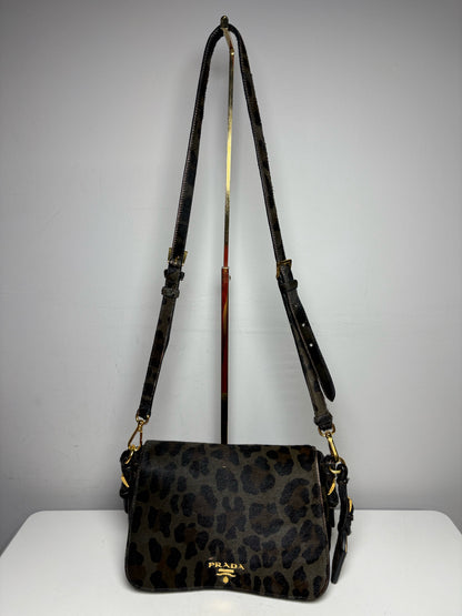 Women's Authentic Prada Cavallino Leopard Calf Hair Vintage Authentic Pre-Owned Crossbody Bag