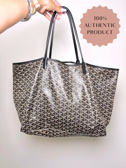 Goyard-Goyardine St. Louis XXL Coated Canvas Pre-owned Black Leather Trim Tote