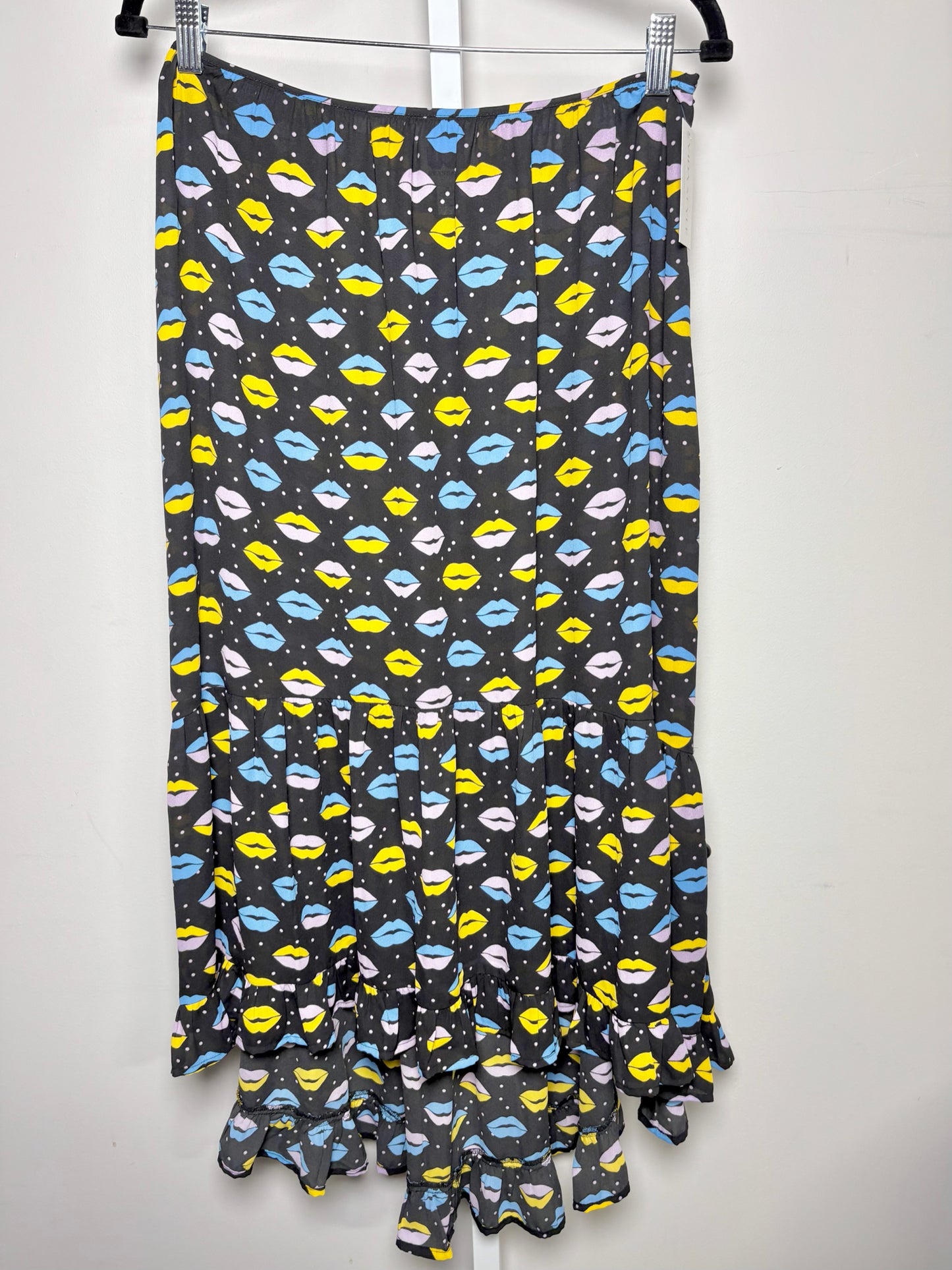 Pre-Owned Women Size M Anna Sui Multi-Color Lips Midi Skirt