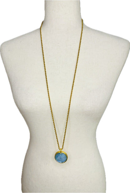 Julie Vos Gold Chalcedony Blue Necklace