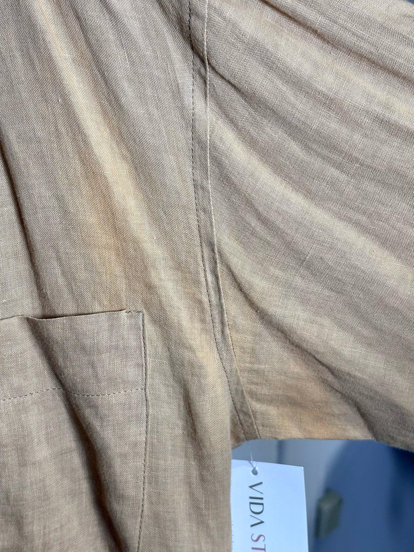 Byblos Tan Linen Blend Solid Men's Vintage Shirt
