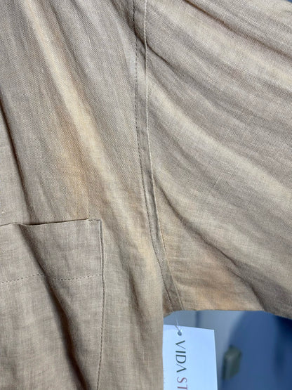 Byblos Tan Linen Blend Solid Men's Vintage Shirt
