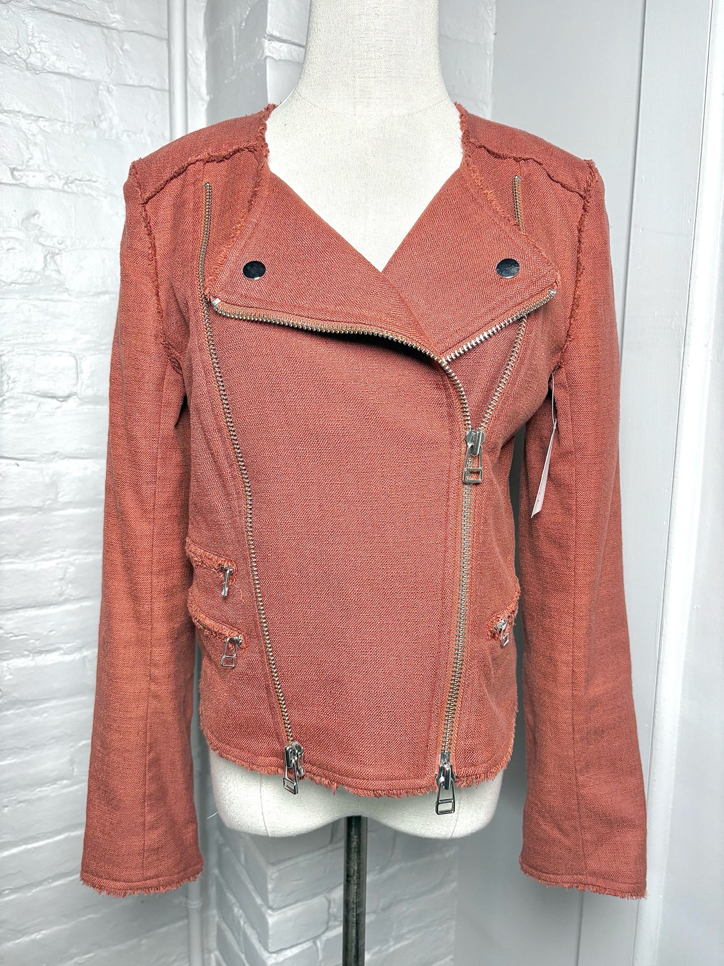Women Size 6 Veronica Beard Terracotta Moto  Pre-owned Jacket
