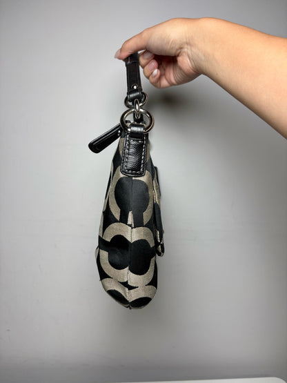 Women's Coach Kristin Grey & Black Canvas Vintage Pre-Owned Shoulder Bag Purse Circa 2010