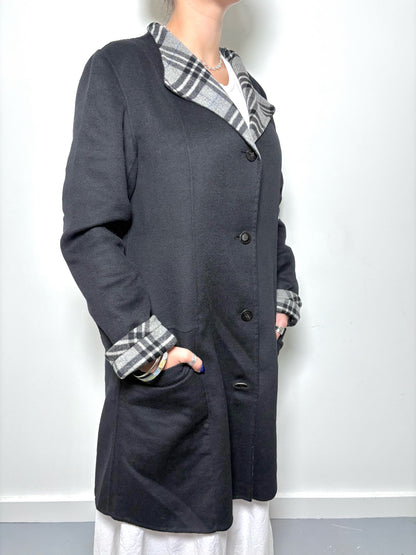 Women Size M Cirrus Cashmere Black, Mid-Length Coat