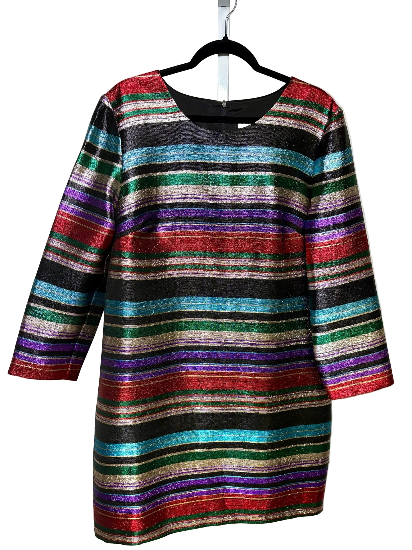Women Size 14 Trina Turk Multi-Color Striped, Metallic NWT Dress