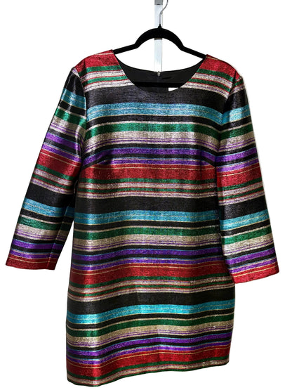 Women Size 14 Trina Turk Multi-Color Striped, Metallic NWT Dress